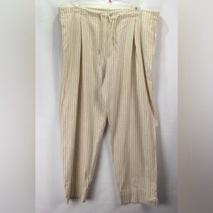 Men's International Male Vintage Wide Leg Linen Pants size L tan & white stripe